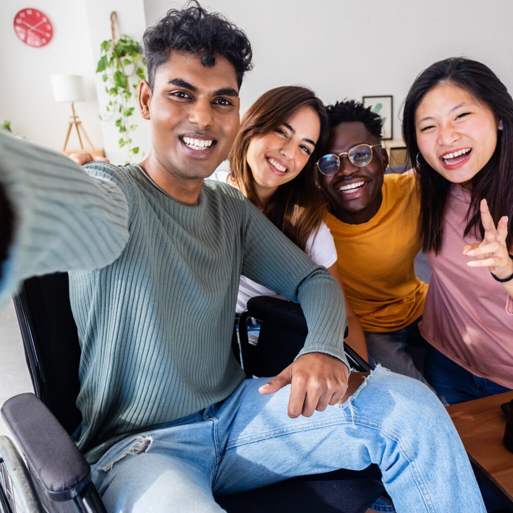 A group of friends taking a selfie.